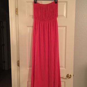Bright pink fringe maxi dress